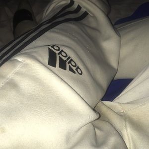 Adidas white and black pants large
